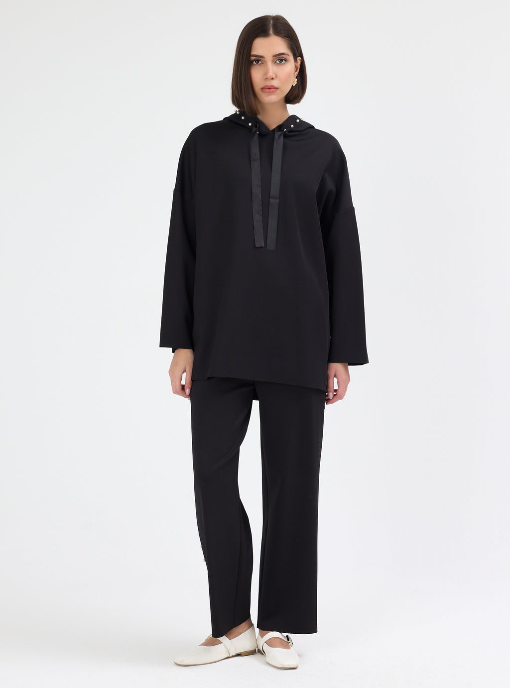 Black Pearl detailed Scuba Tracksuit Set - Store WF