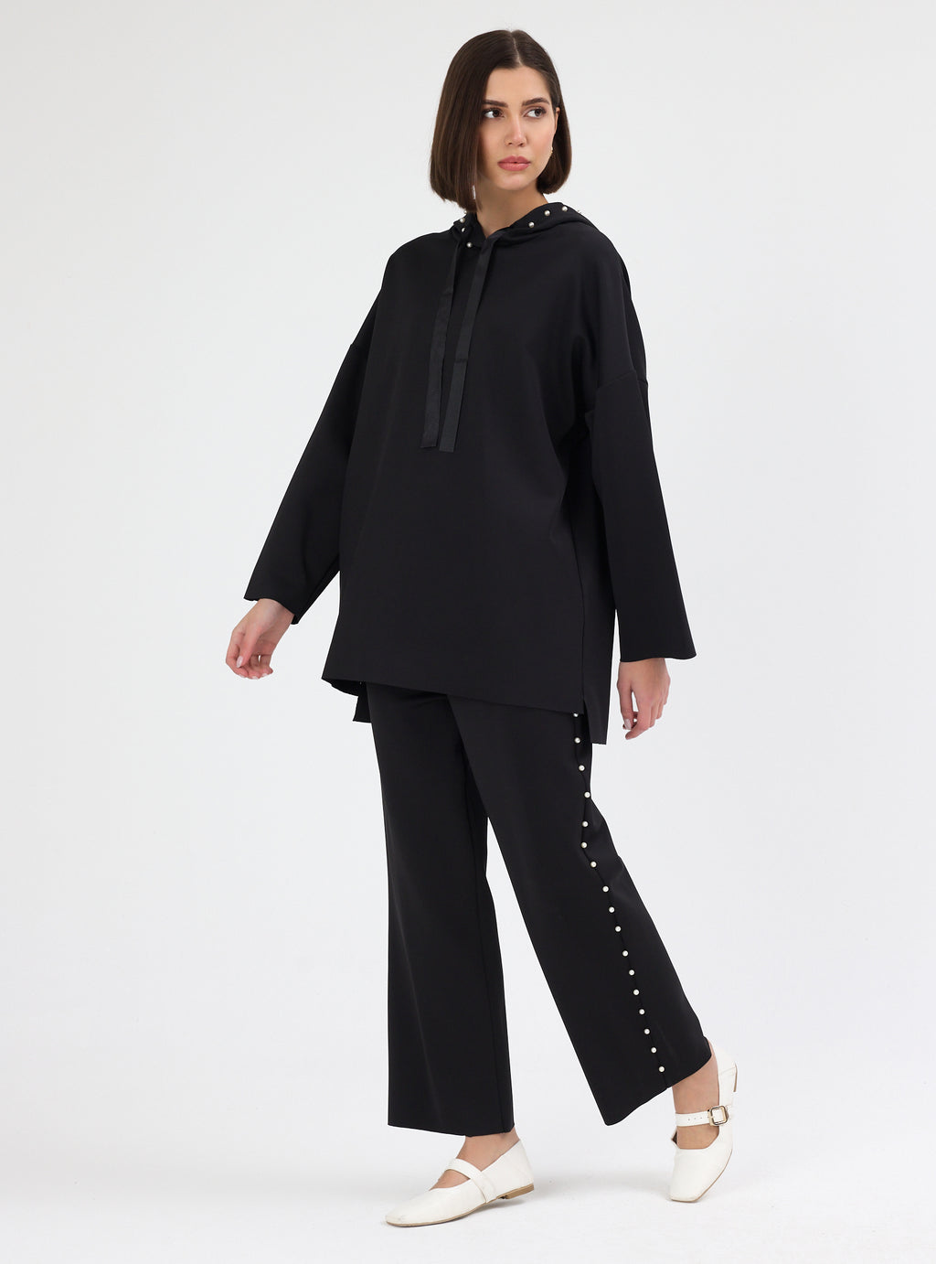 Black Pearl detailed Scuba Tracksuit Set - Store WF