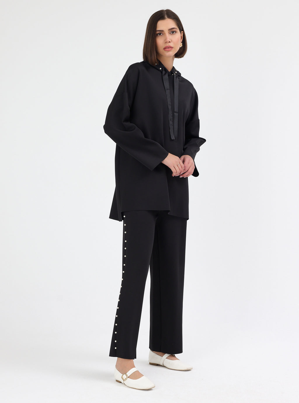 Black Pearl detailed Scuba Tracksuit Set - Store WF