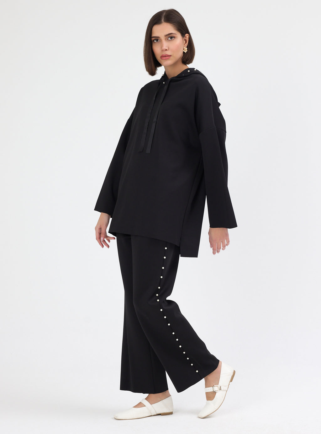 Black Pearl detailed Scuba Tracksuit Set - Store WF