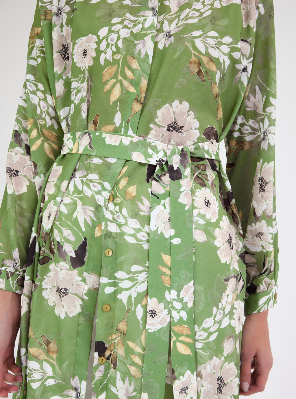 Green Flower Print Shirt Tunic - Store WF