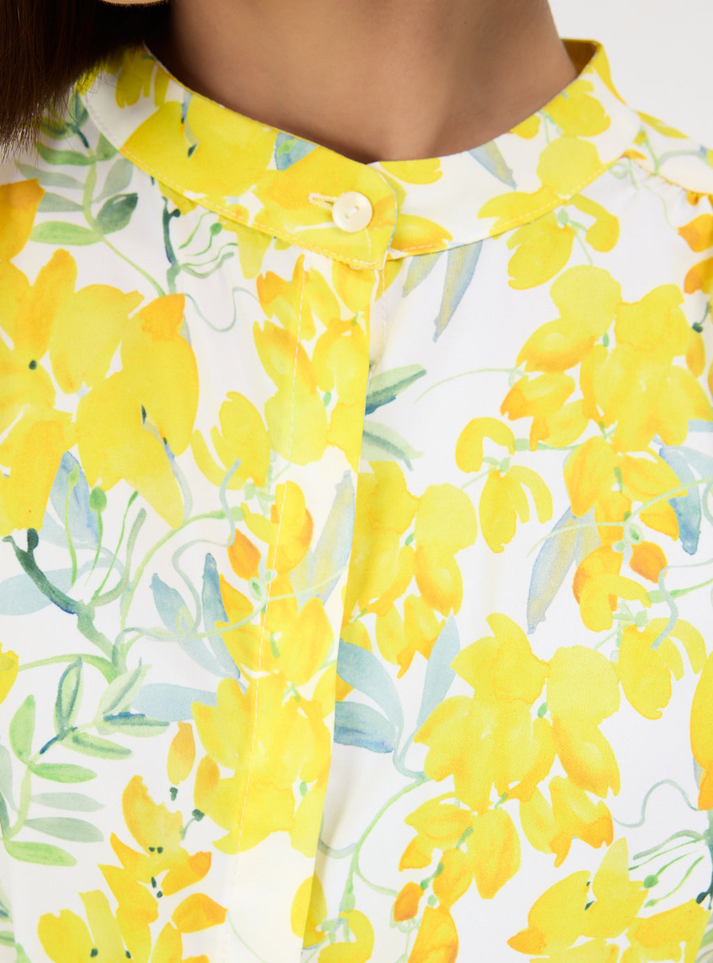 Yellow Flower Print Shirt Tunic - Store WF
