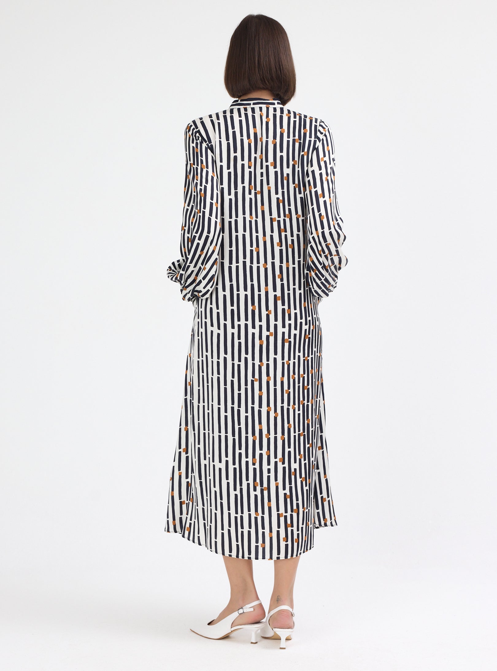 Geometric Stripe Long Sleeve Maxi Dress - Store WF