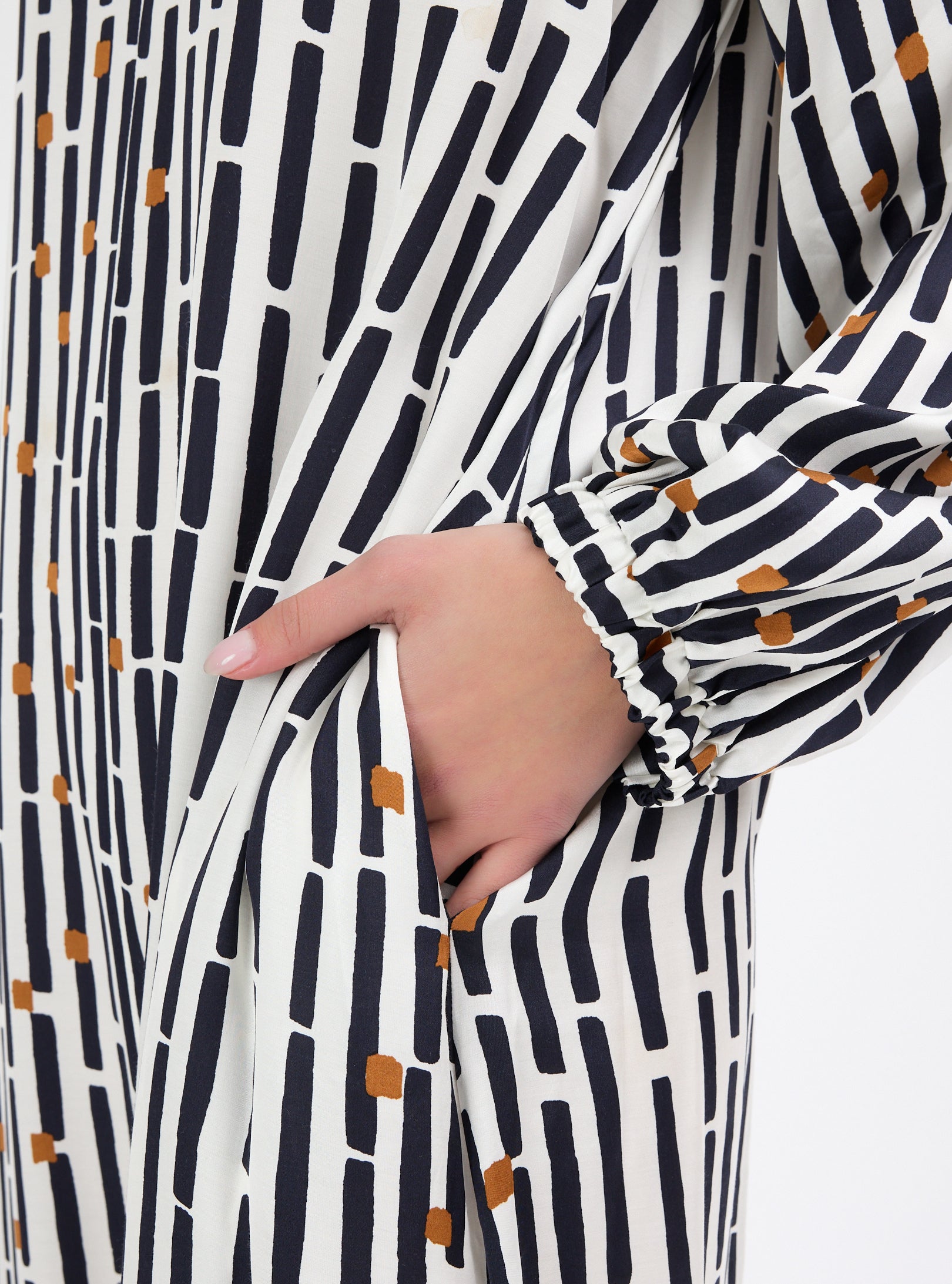 Geometric Stripe Long Sleeve Maxi Dress - Store WF