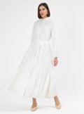 White Embroidered Cotton Maxi Dress - Store WF