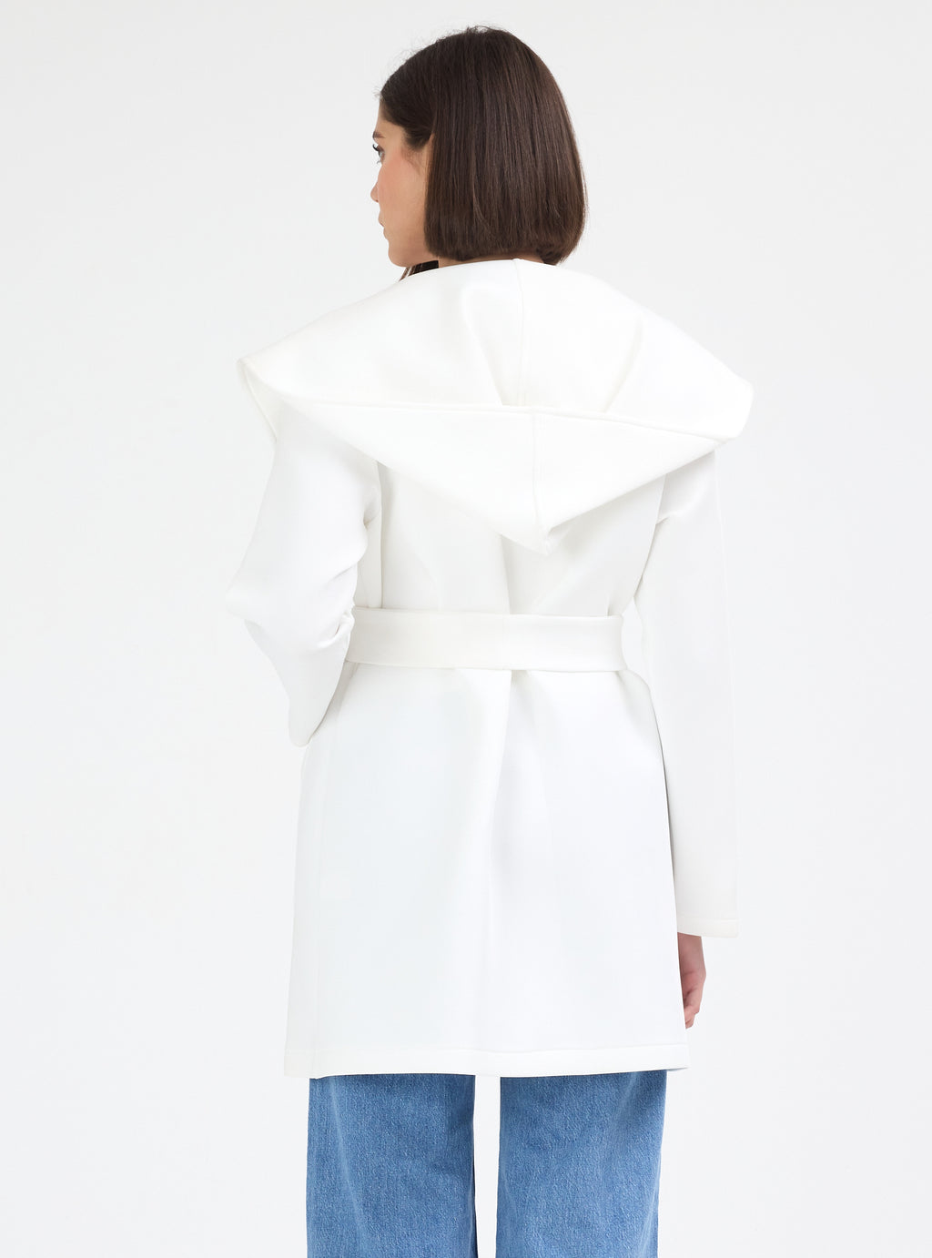 White Scuba Belted Jacket - Store WF