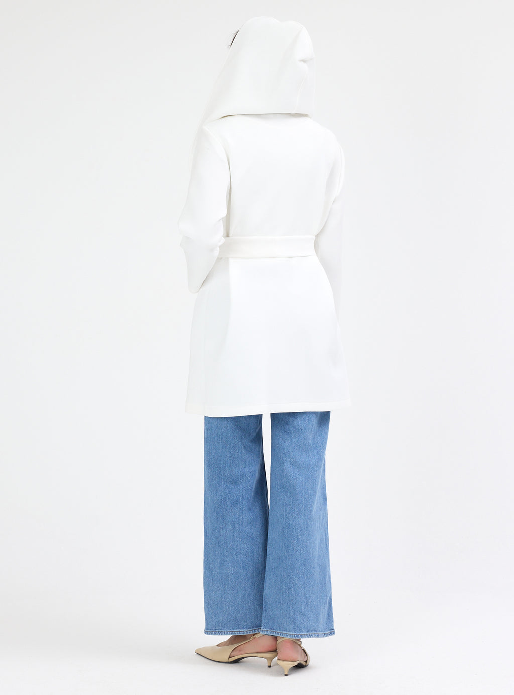 White Scuba Belted Jacket - Store WF