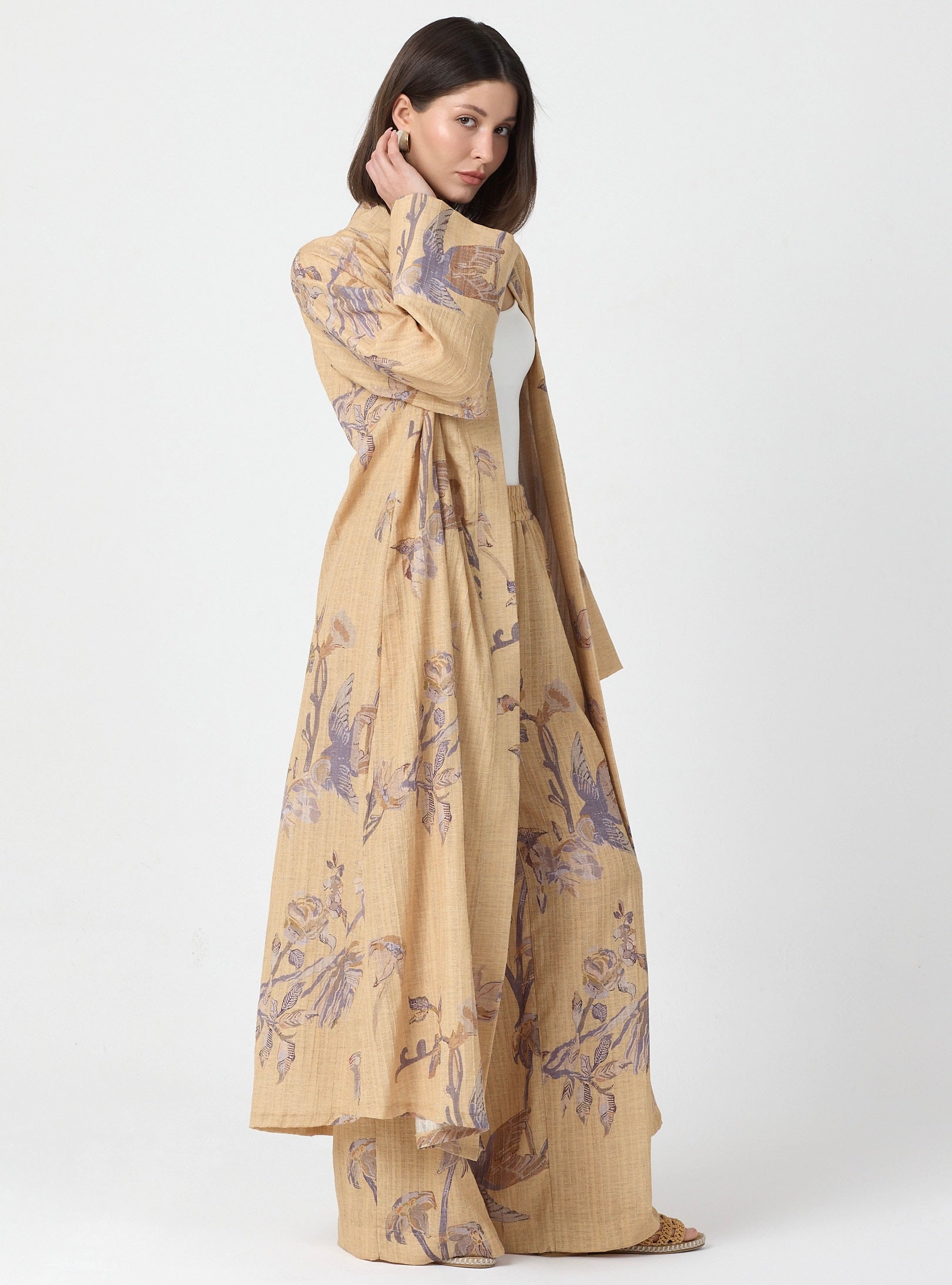 Yellow Print Kimono & Trouser Set - Store WF