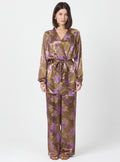 Pink Floral Print Kimono Set with Elastic Waist Pants - Store WF