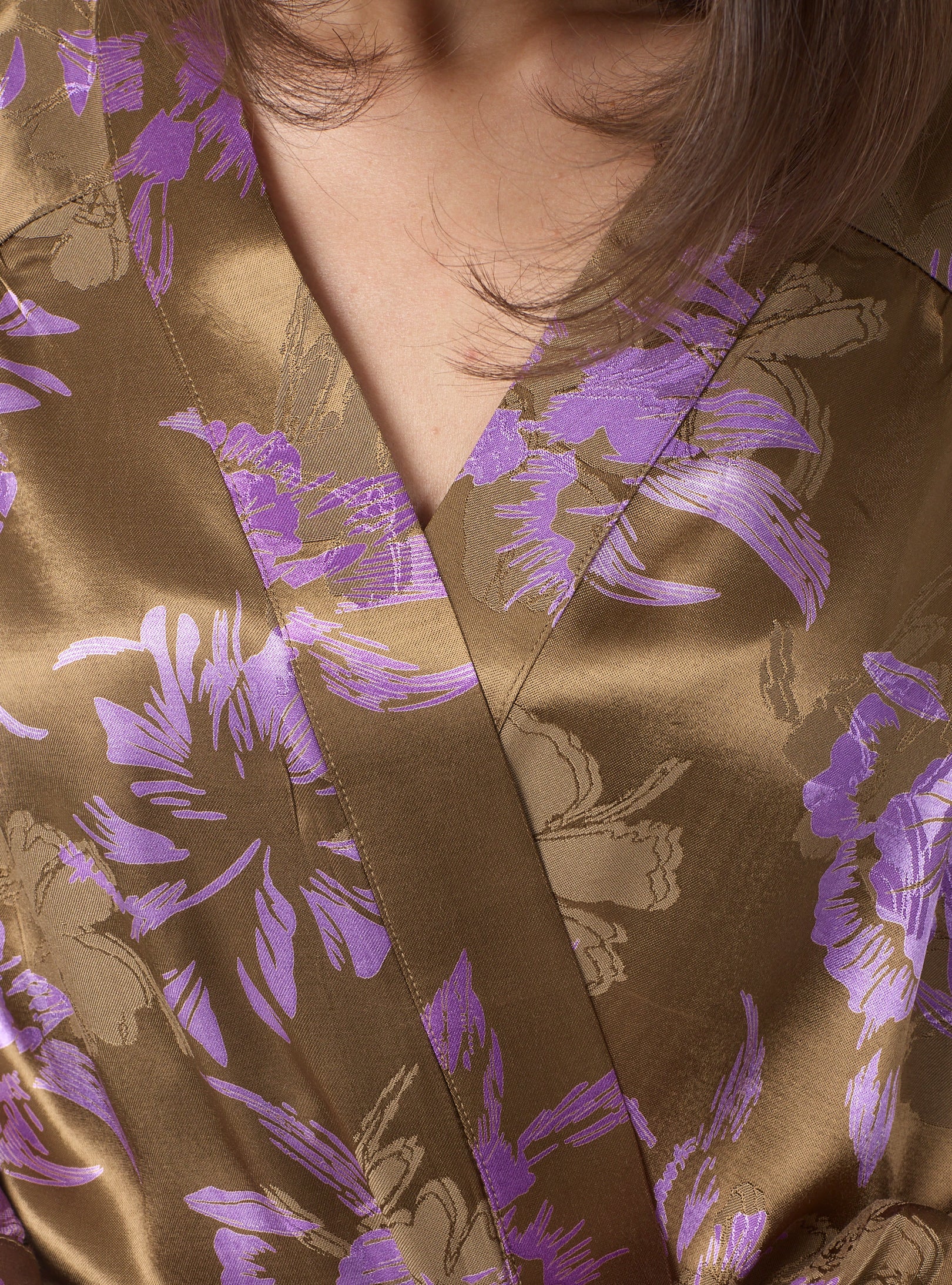 Pink Floral Print Kimono Set with Elastic Waist Pants