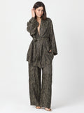 Shawl Collar Kimono Set with Elastic Waist Pants - Store WF