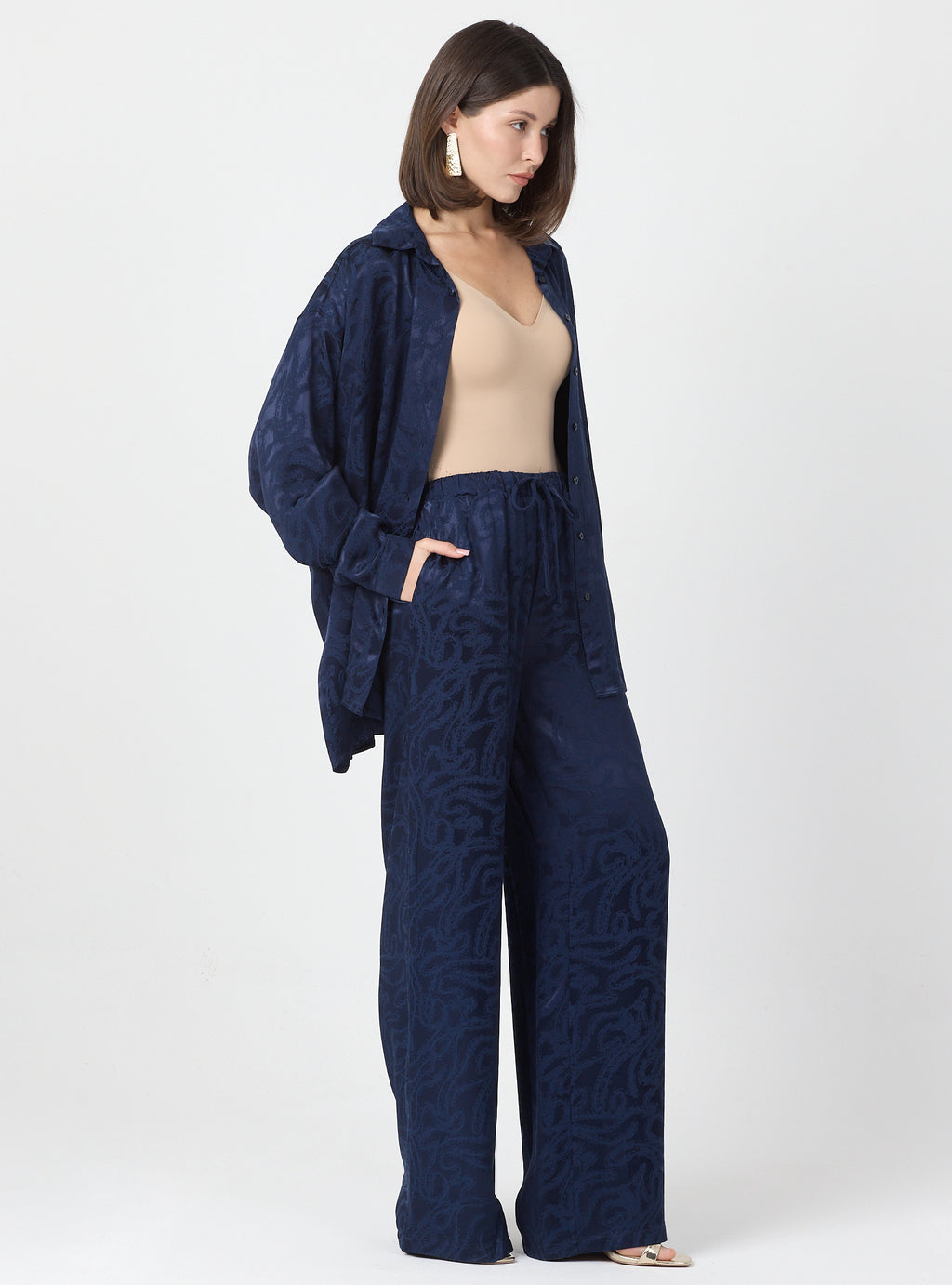 Relaxed Fit Shirt & Elastic Waist Pants Set