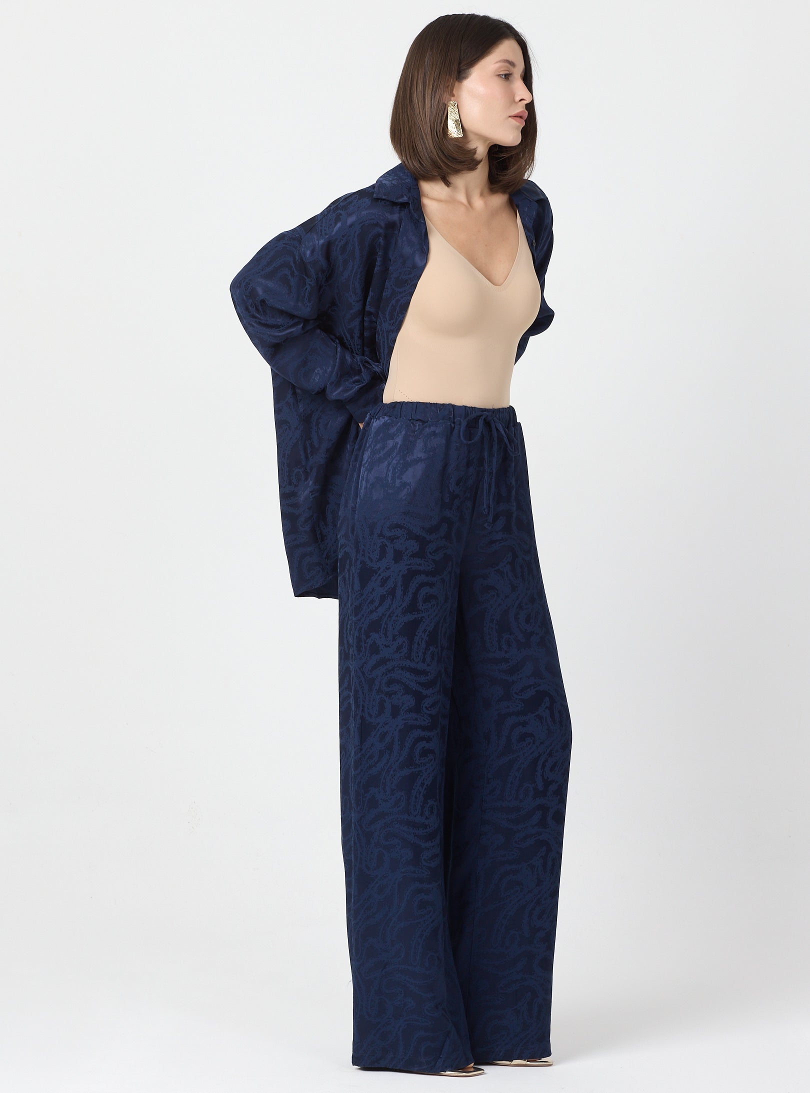 Relaxed Fit Shirt & Elastic Waist Pants Set