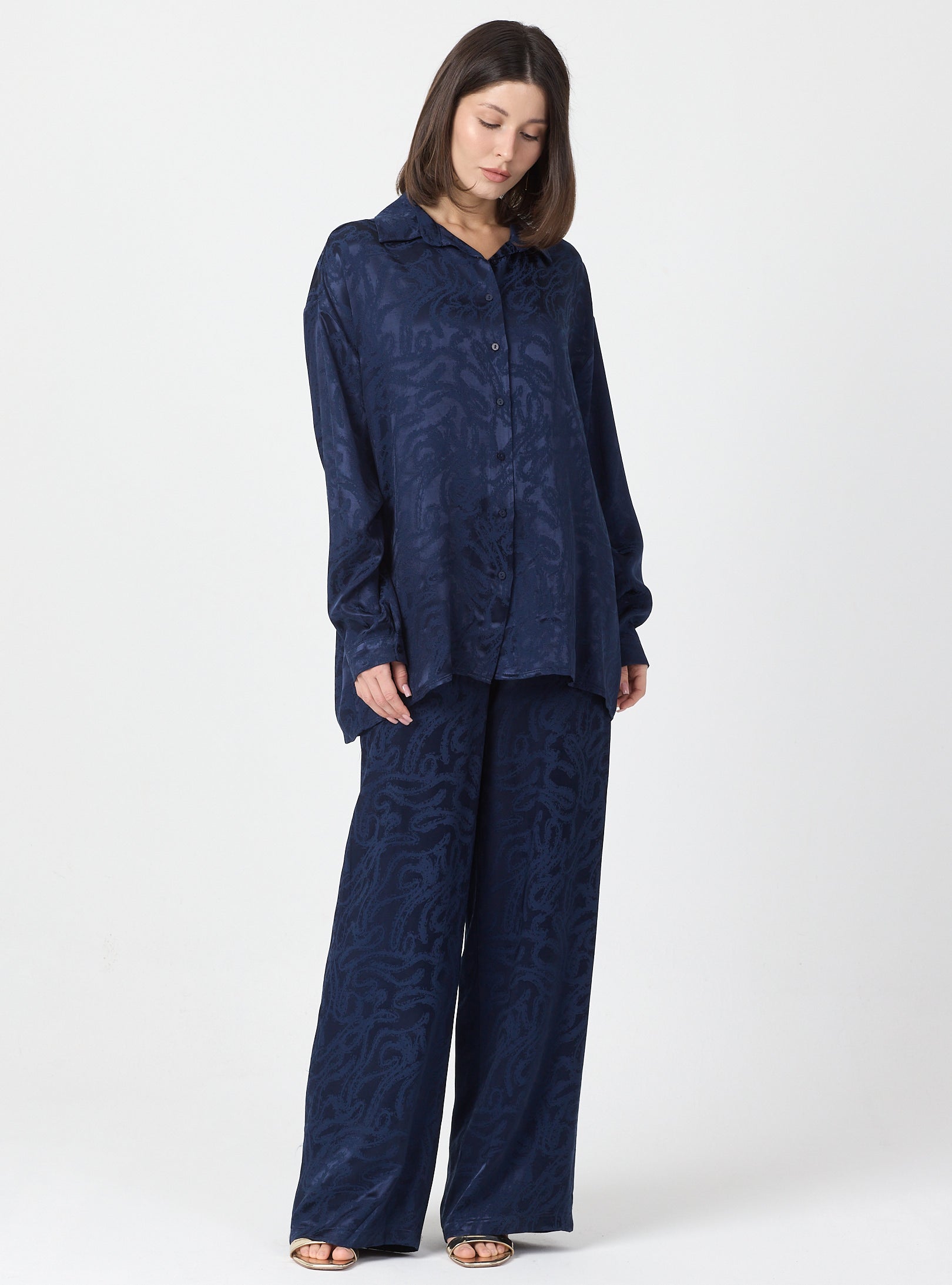 Relaxed Fit Shirt & Elastic Waist Pants Set