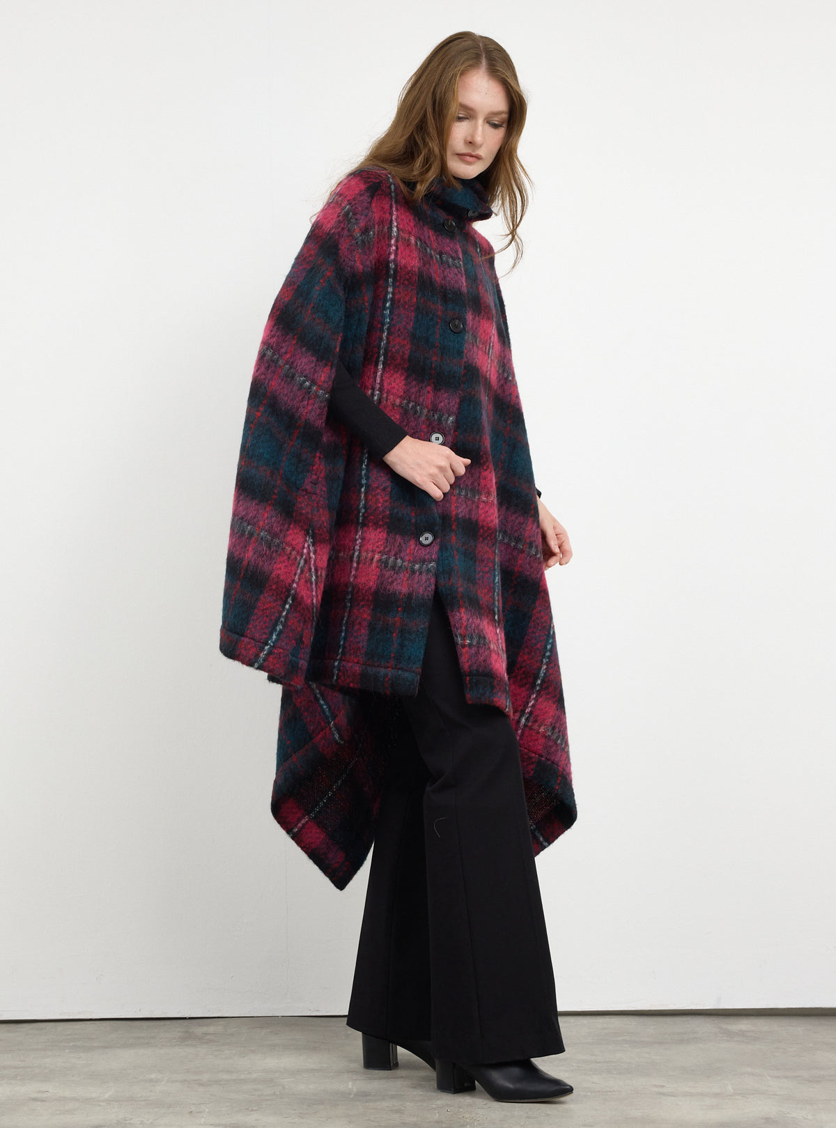 Wool blend buttoned cape