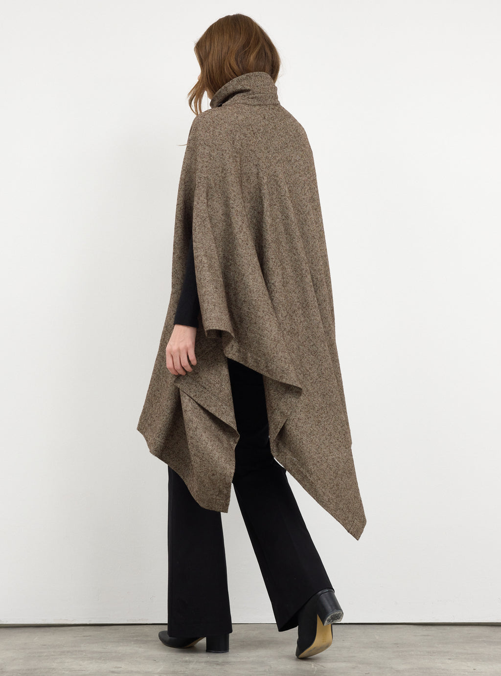 Brown Wool Cape Jacket - Store WF