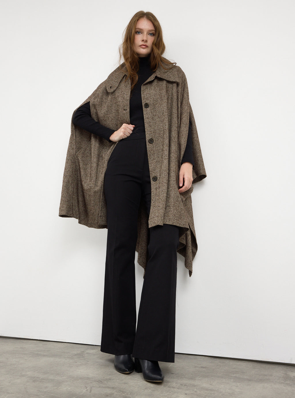 Brown Wool Cape Jacket - Store WF