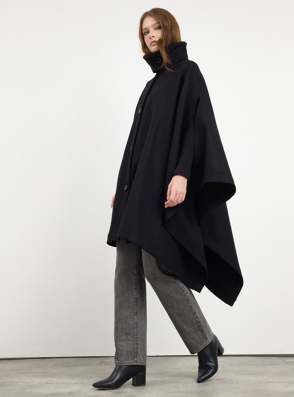 Black Wool Cape Jacket - Store WF