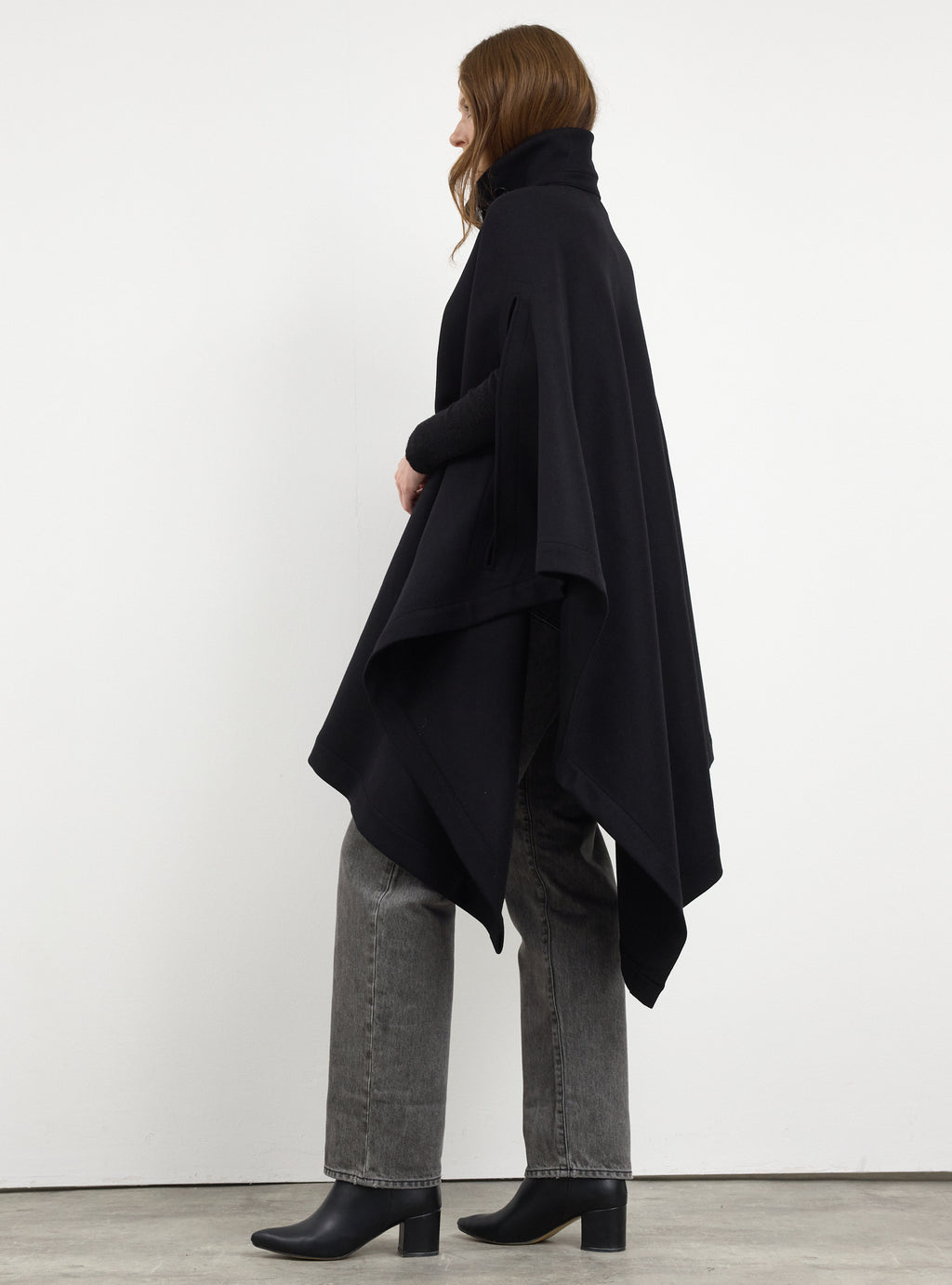 Black Wool Cape Jacket - Store WF