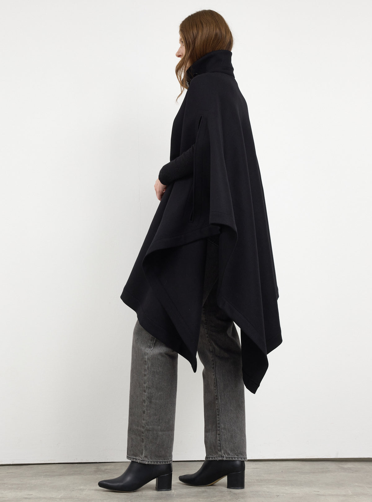 Black Wool Cape Jacket - Store WF