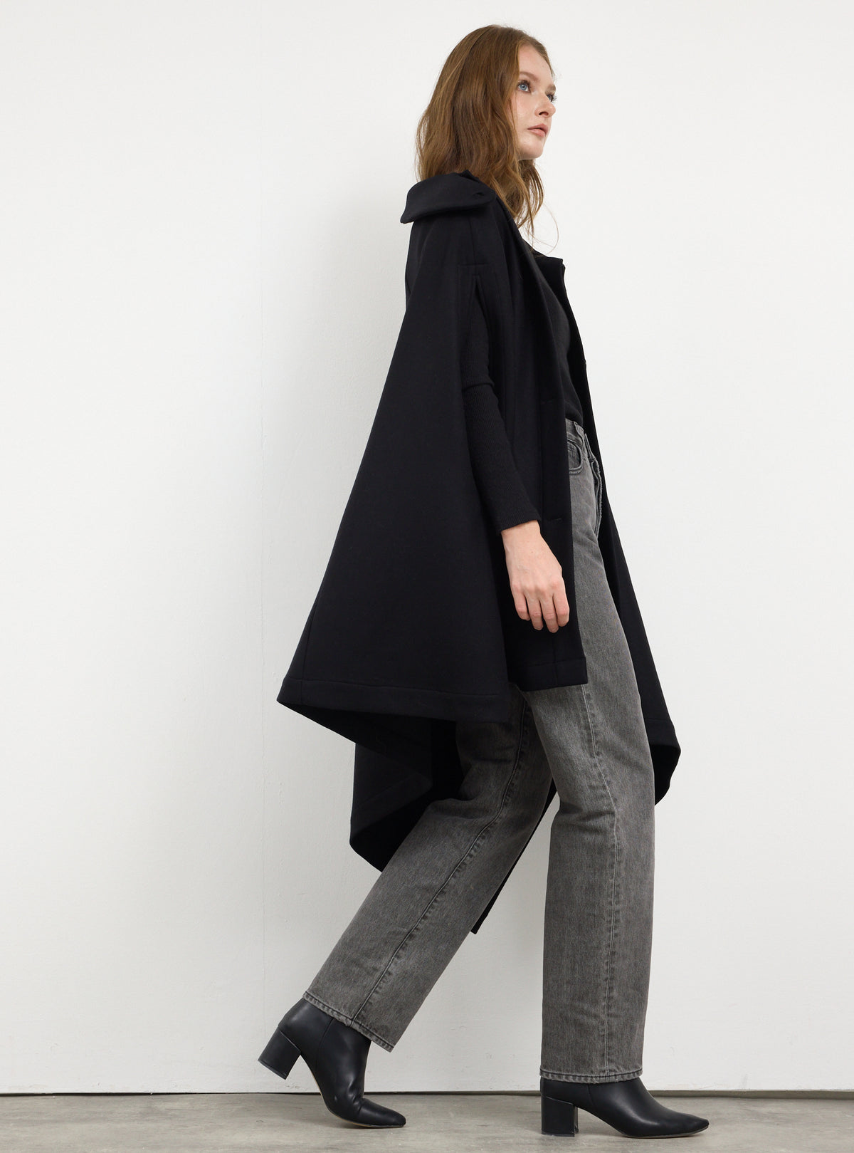 Black Wool Cape Jacket - Store WF