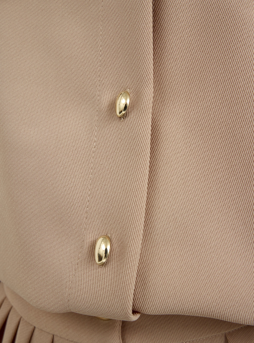 Nude Pleated Wide-Leg Trouser Shirt -Set