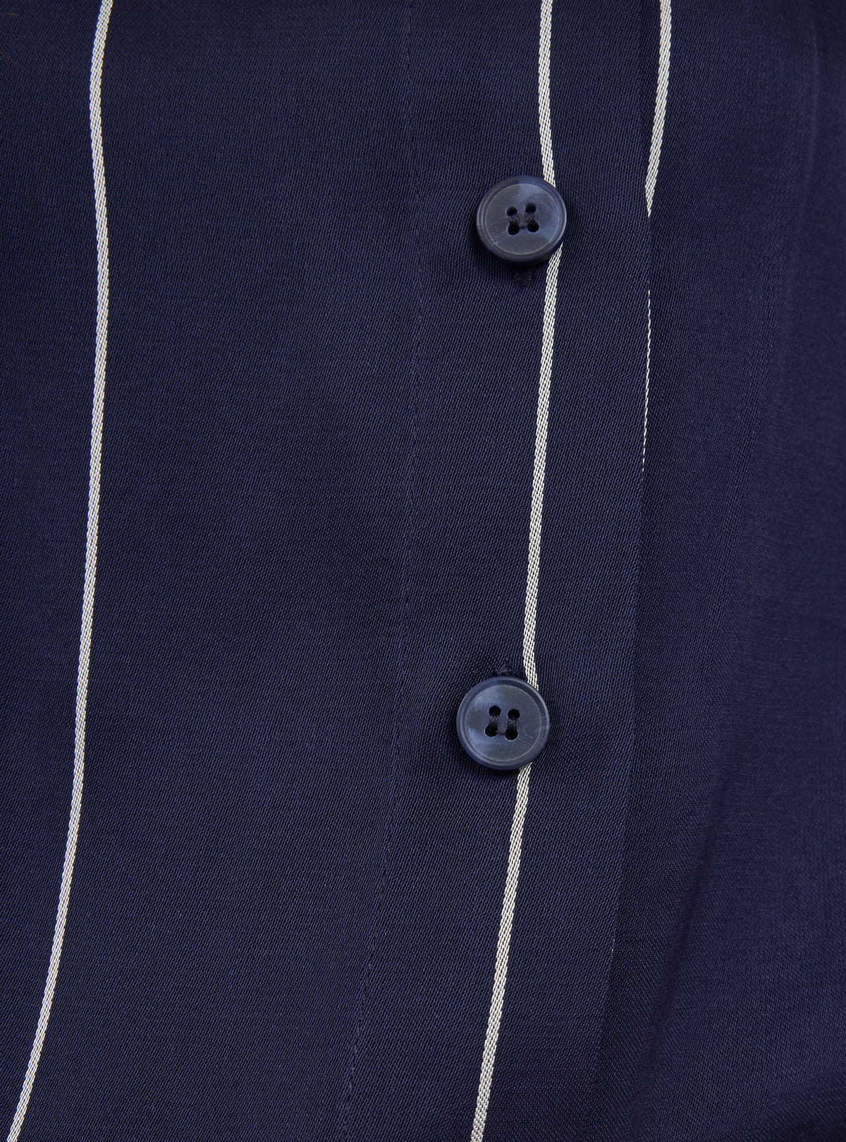 Navy Stripe Pleated Wide-Leg Trouser Shirt -Set