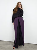 Black-Purple Shirt & Wide-Leg Trousers Set