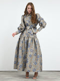 Crystal Button Jacquard Maxi Dress