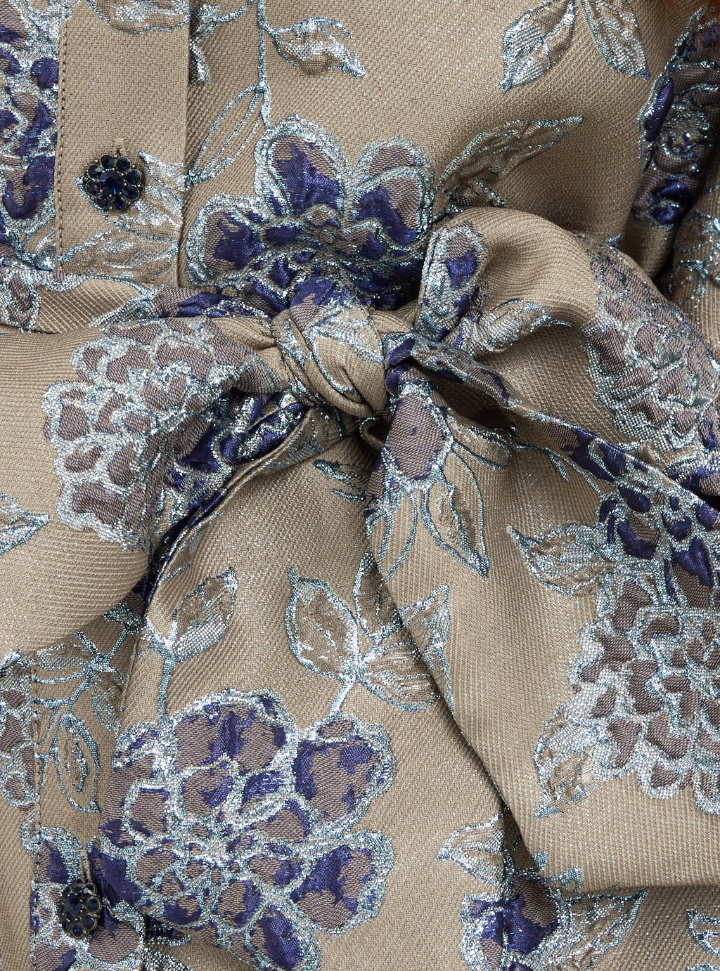 Crystal Button Jacquard Maxi Dress