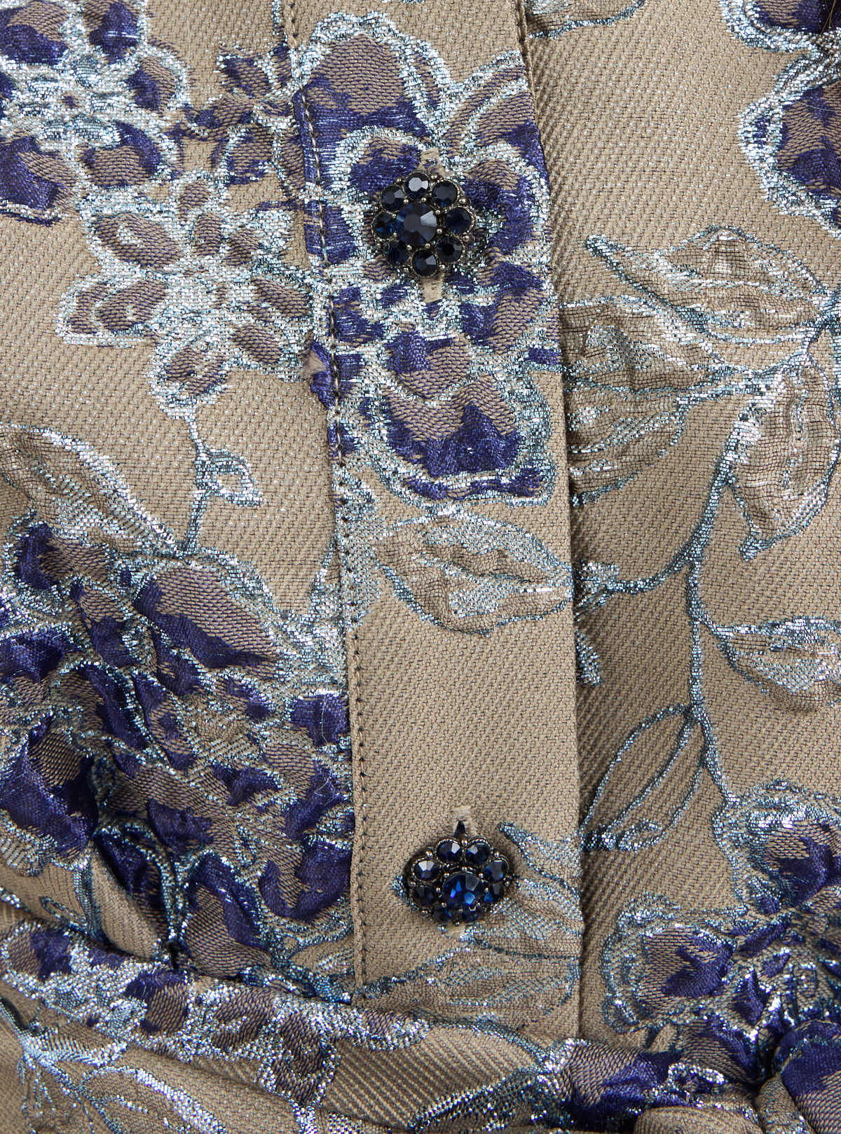 Crystal Button Jacquard Maxi Dress