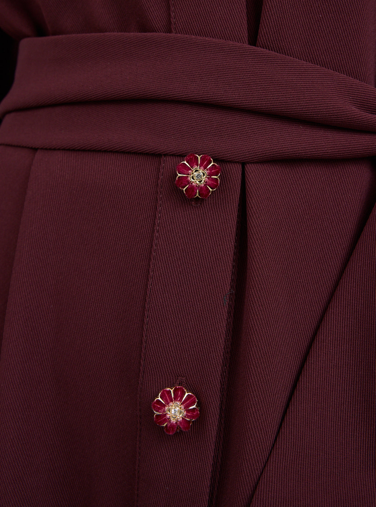 Burgundy Crystal Button Maxi Dress
