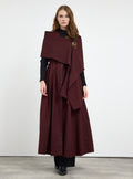 Wool Gilet With Scarf and Brosch Set Burgundy