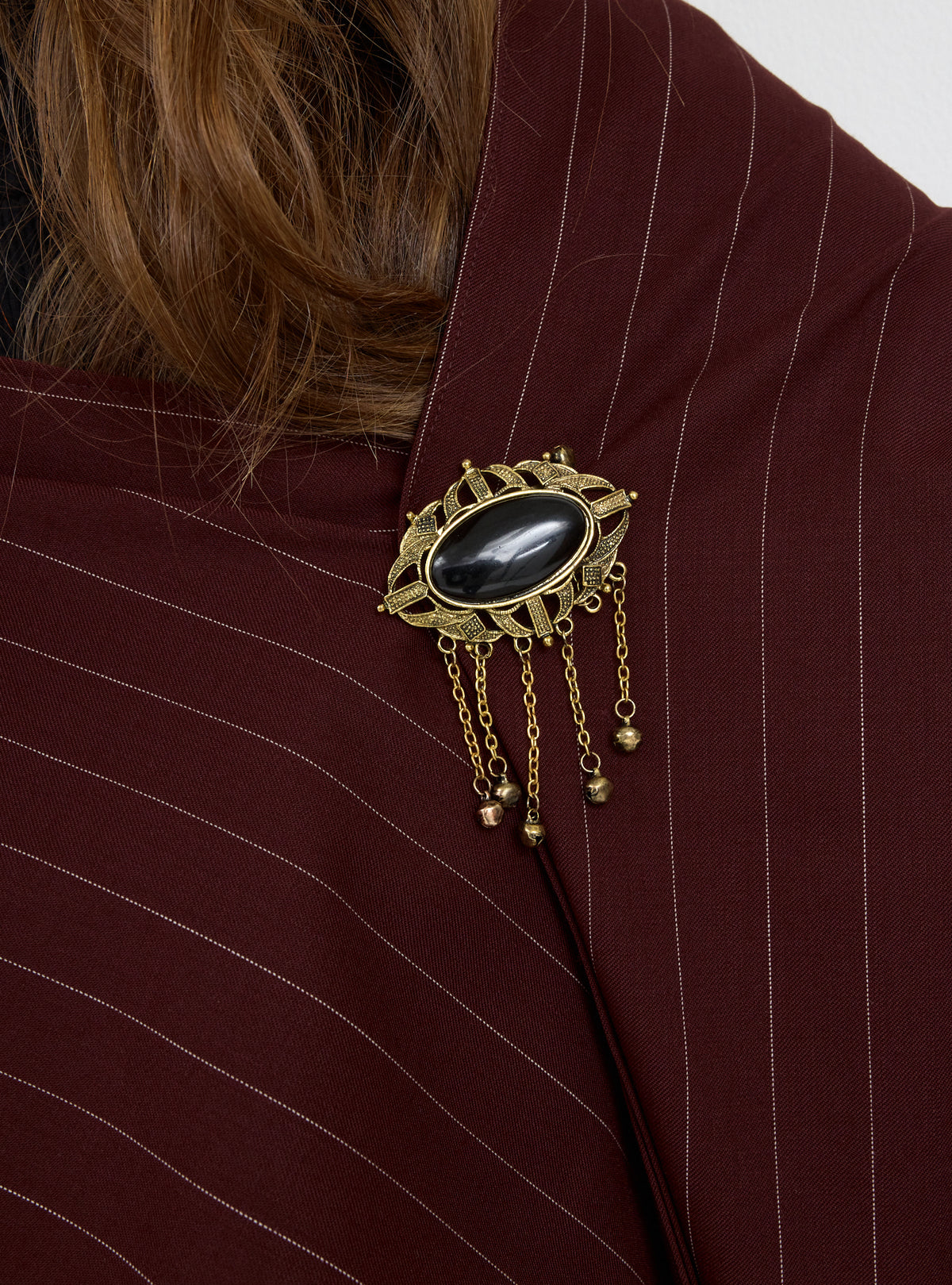 Wool Gilet With Scarf and Brosch Set Burgundy