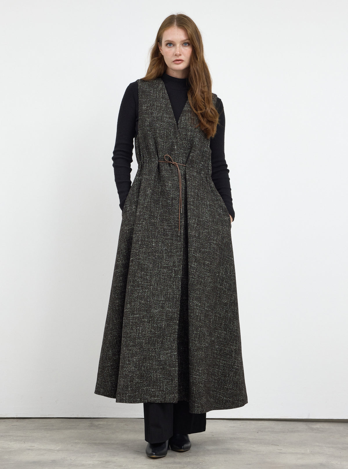 Wool Gilet With Scarf and Brosch Set