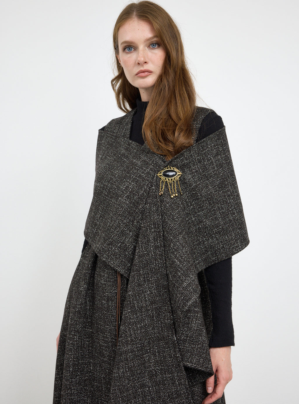 Wool Gilet With Scarf and Brosch Set