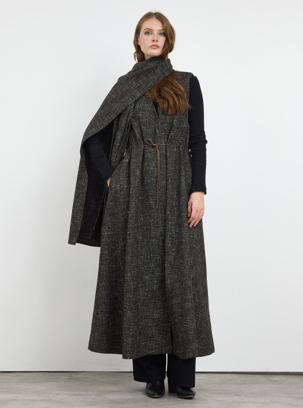 Wool Gilet With Scarf and Brosch Set