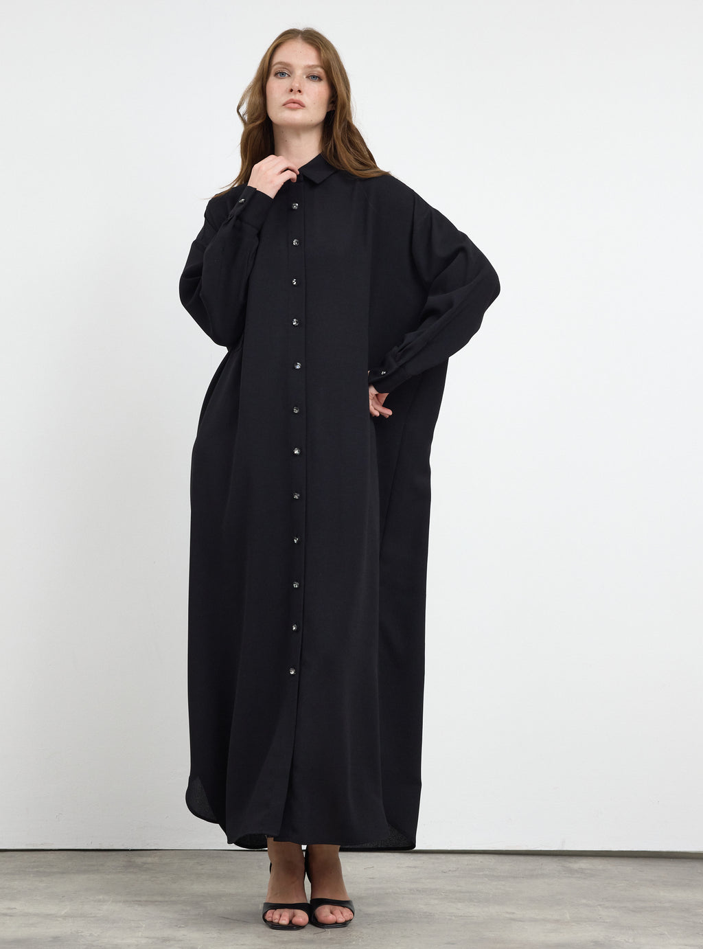 Black Crystal Button Convertible Dress
