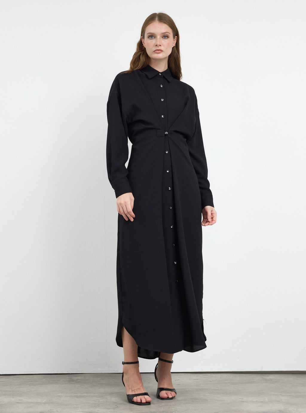 Black Crystal Button Convertible Dress