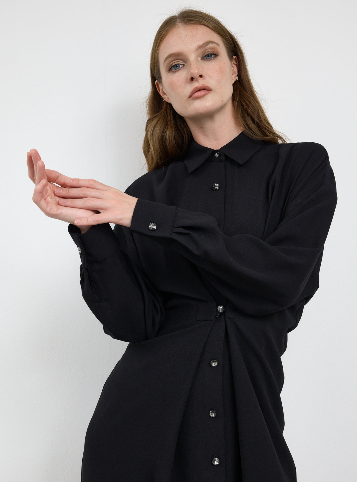 Black Crystal Button Convertible Dress