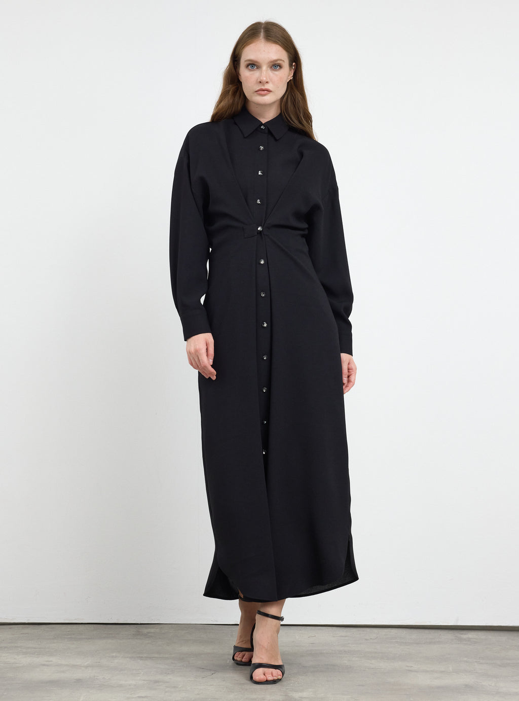Black Crystal Button Convertible Dress