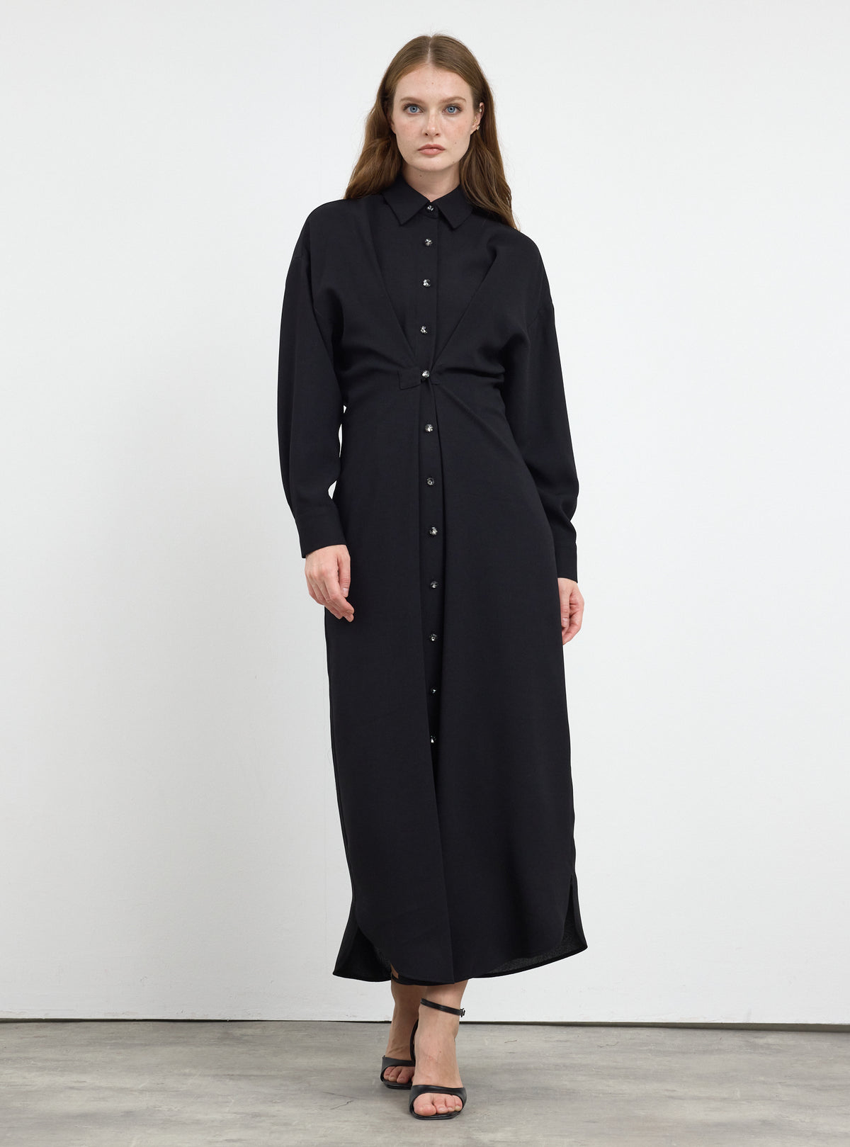 Black Crystal Button Convertible Dress
