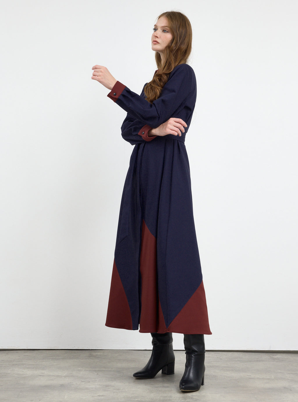 Color Block Belted Maxi Dress