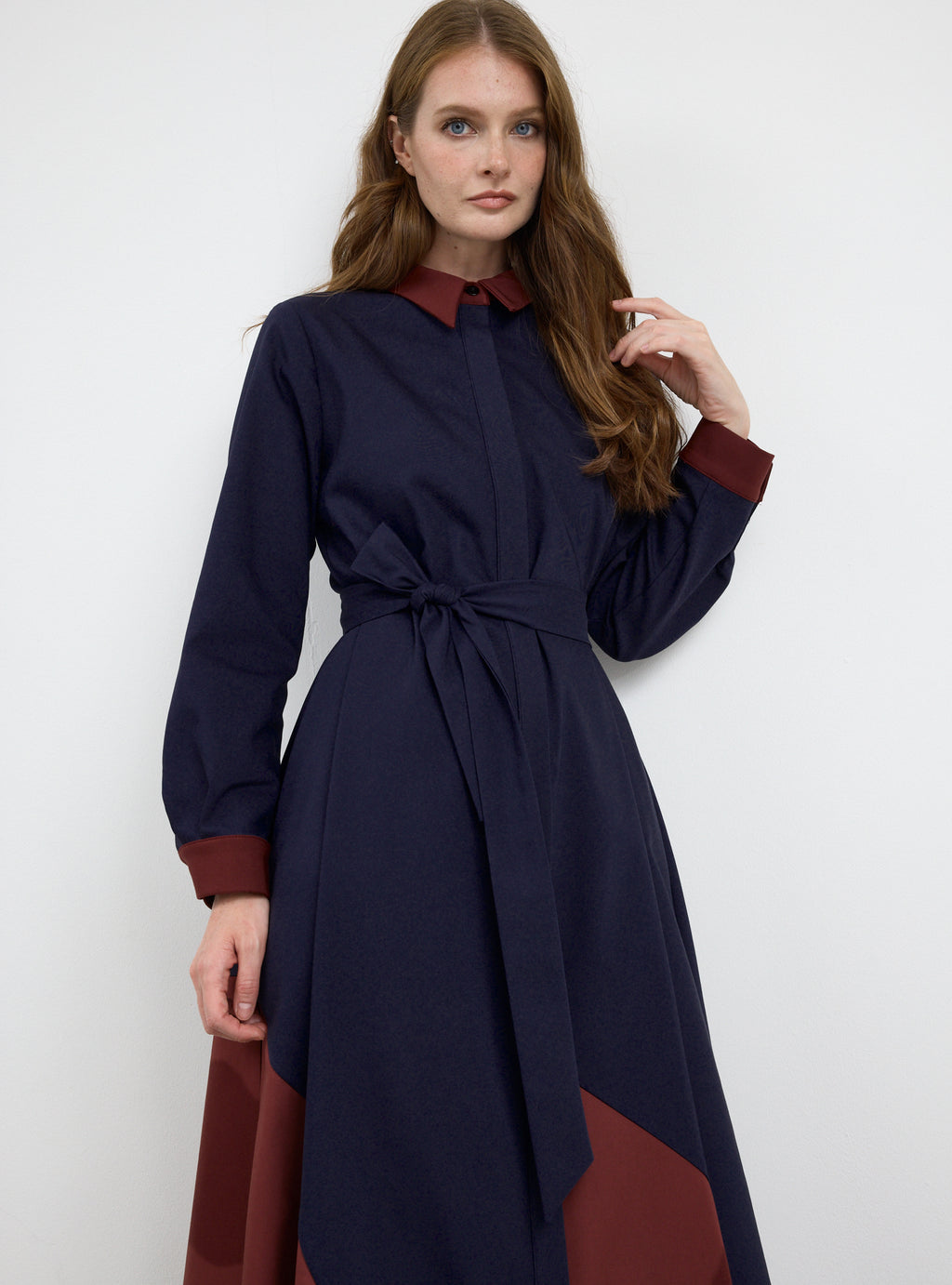 Color Block Belted Maxi Dress