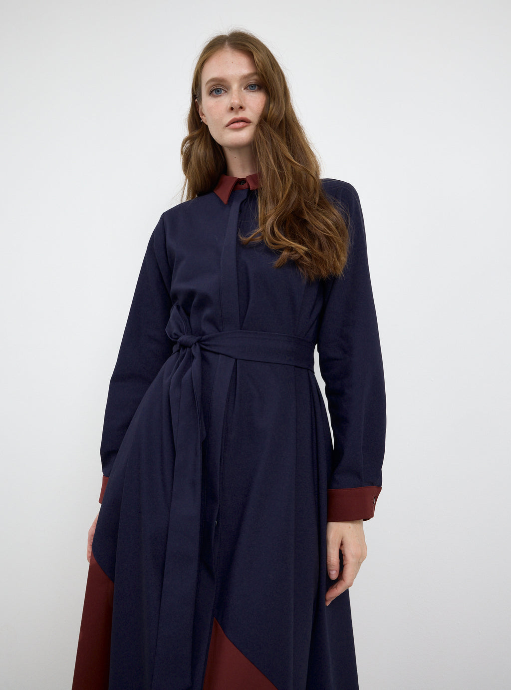 Color Block Belted Maxi Dress