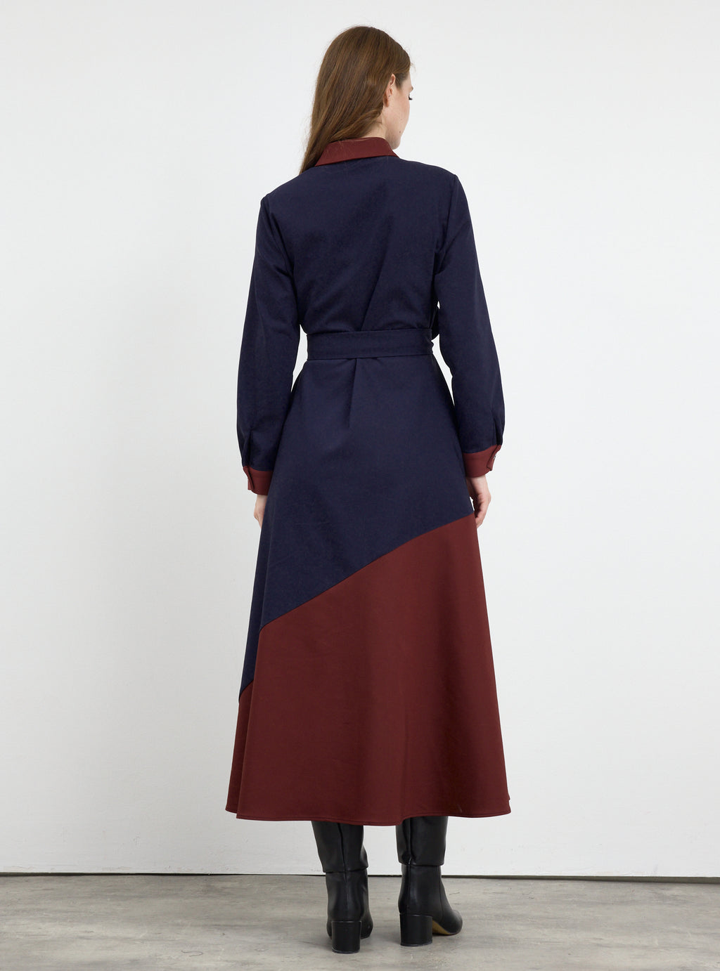 Color Block Belted Maxi Dress