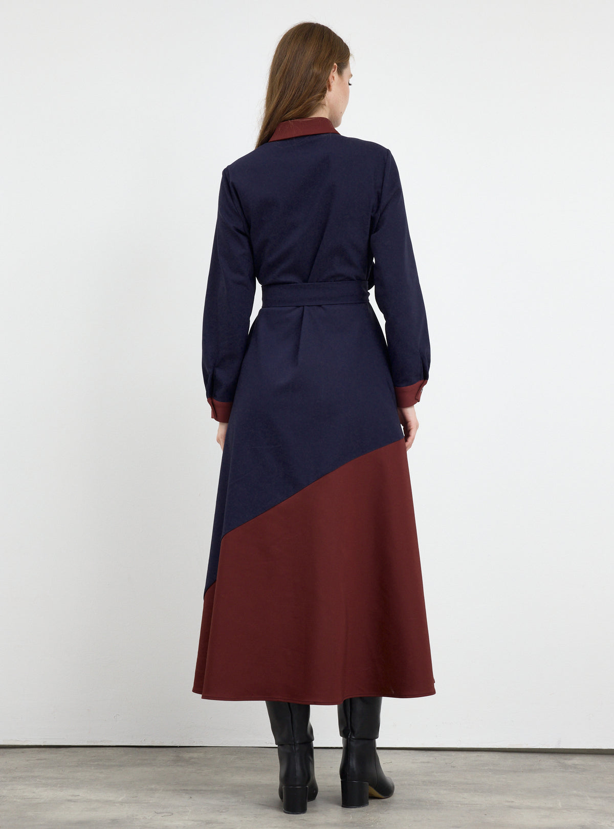 Color Block Belted Maxi Dress