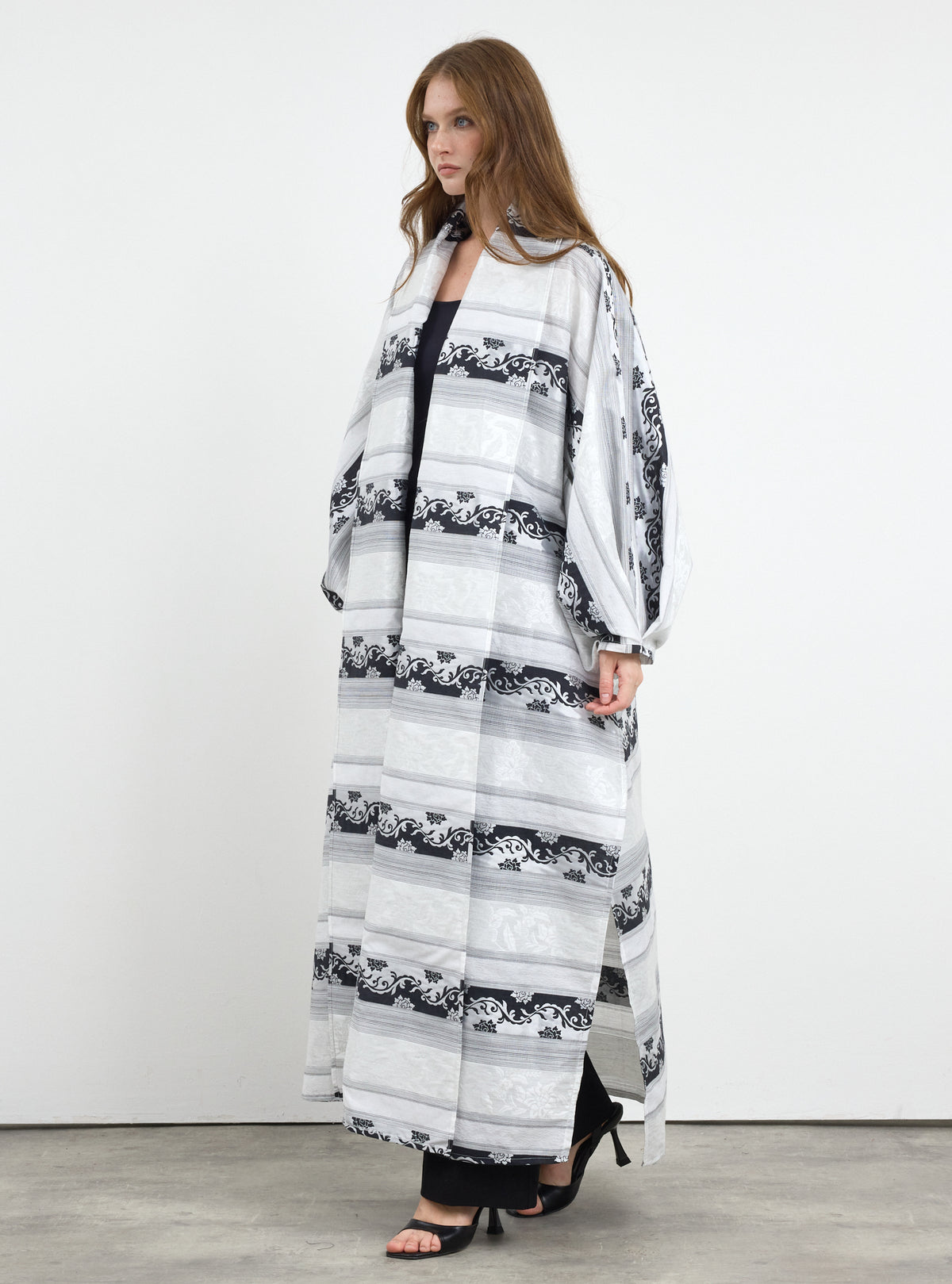 Black & White Jacquard Abaya