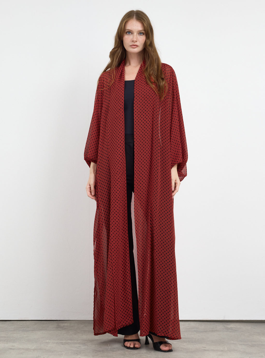 Red Polka Dot Elegance Abaya
