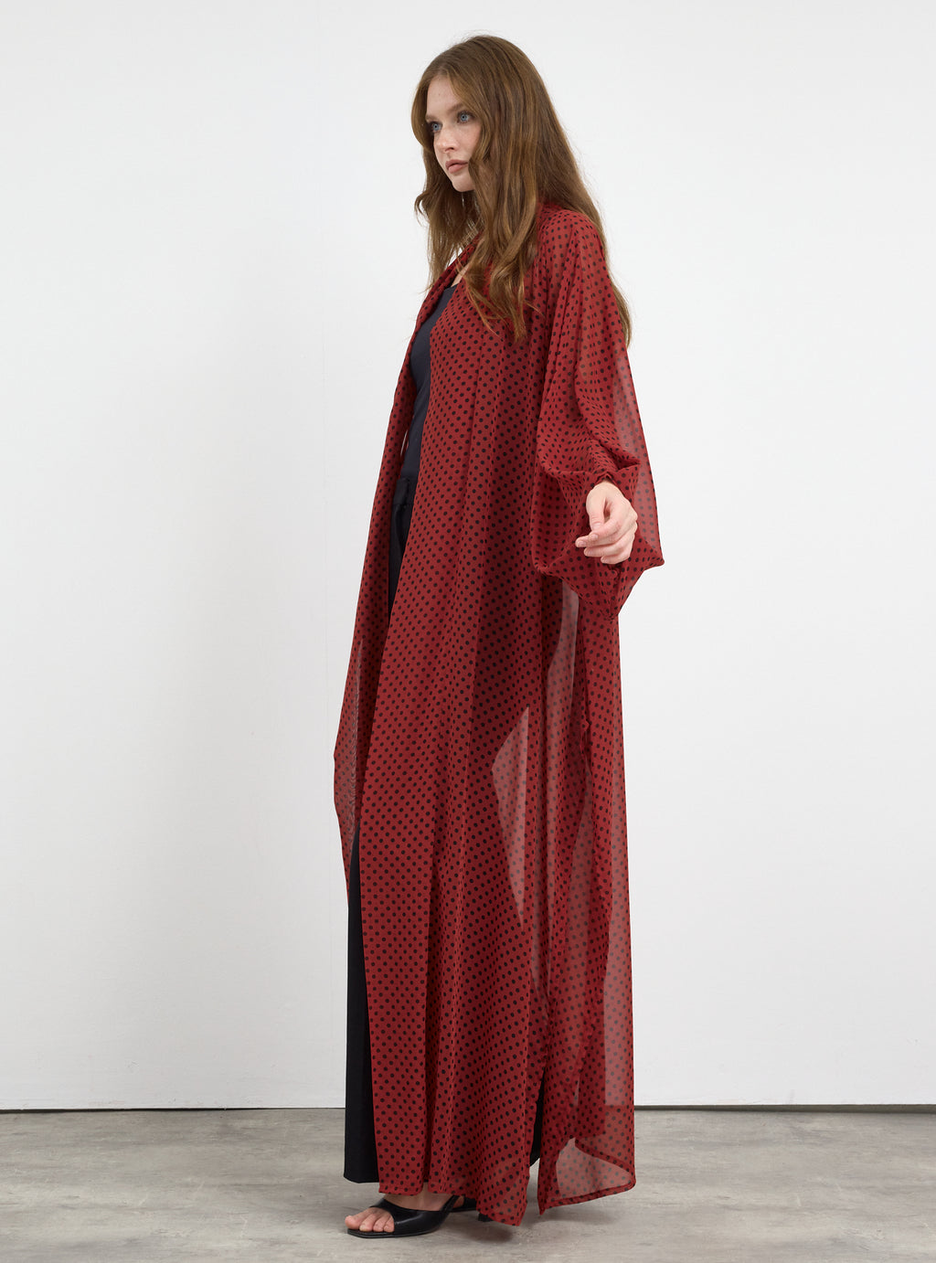 Red Polka Dot Elegance Abaya